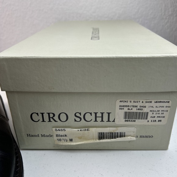 Ciro Schiano Black Leather Handmade Italy Loafers Shoes Mens US 10.5 - Picture 12 of 12